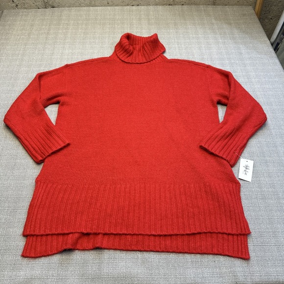 Style & Co Sweater Womens 1X Red‎ Turtleneck Ribbed Knit Pullover Cozy - Picture 1 of 10